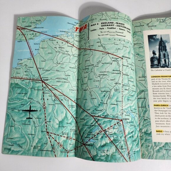 TWA International Air Routes 1954 20 Pages Booklet with Great Air Route Maps - Picture 3 of 12